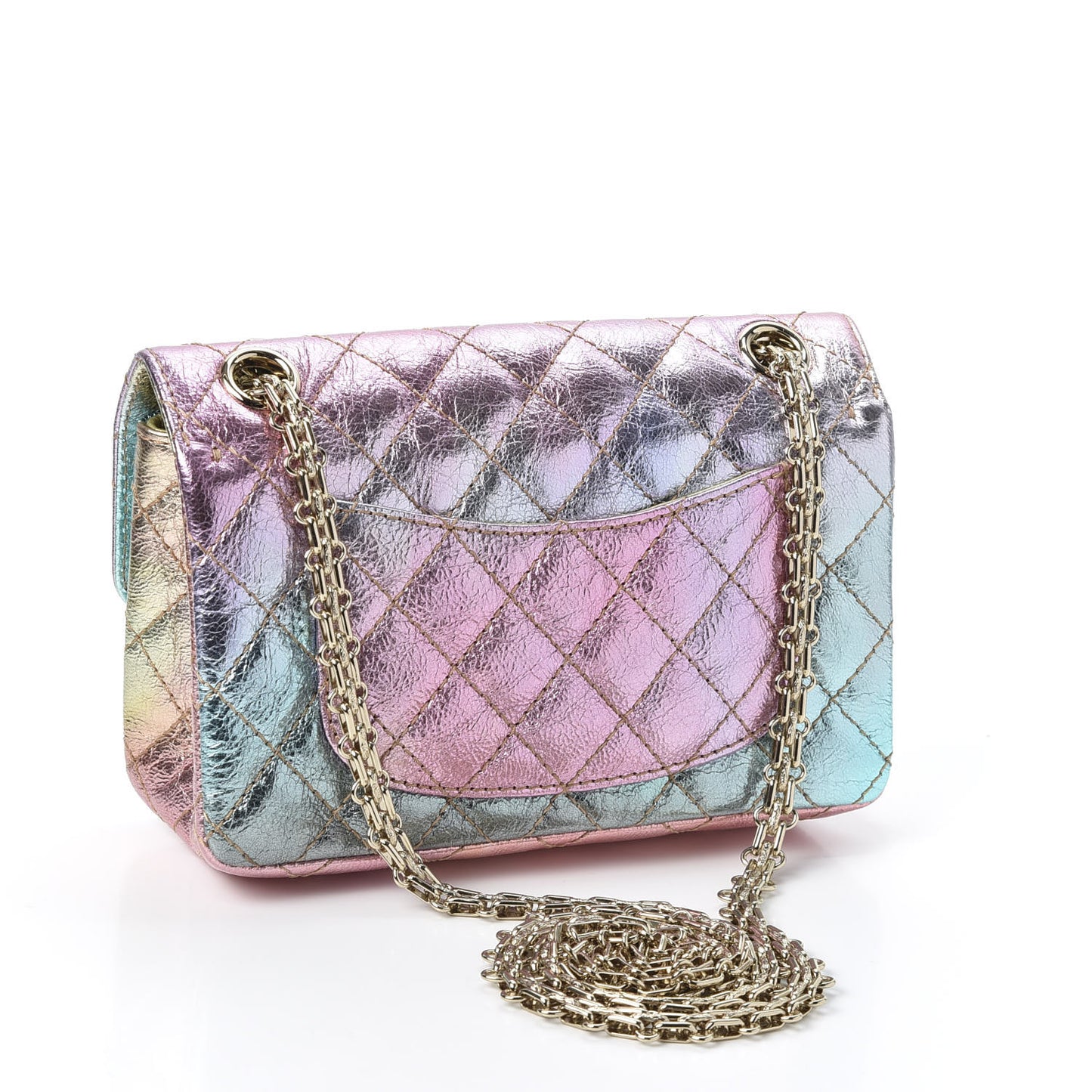 Metallic Goatskin Quilted Mini 2.55 Reissue Flap Multicolor