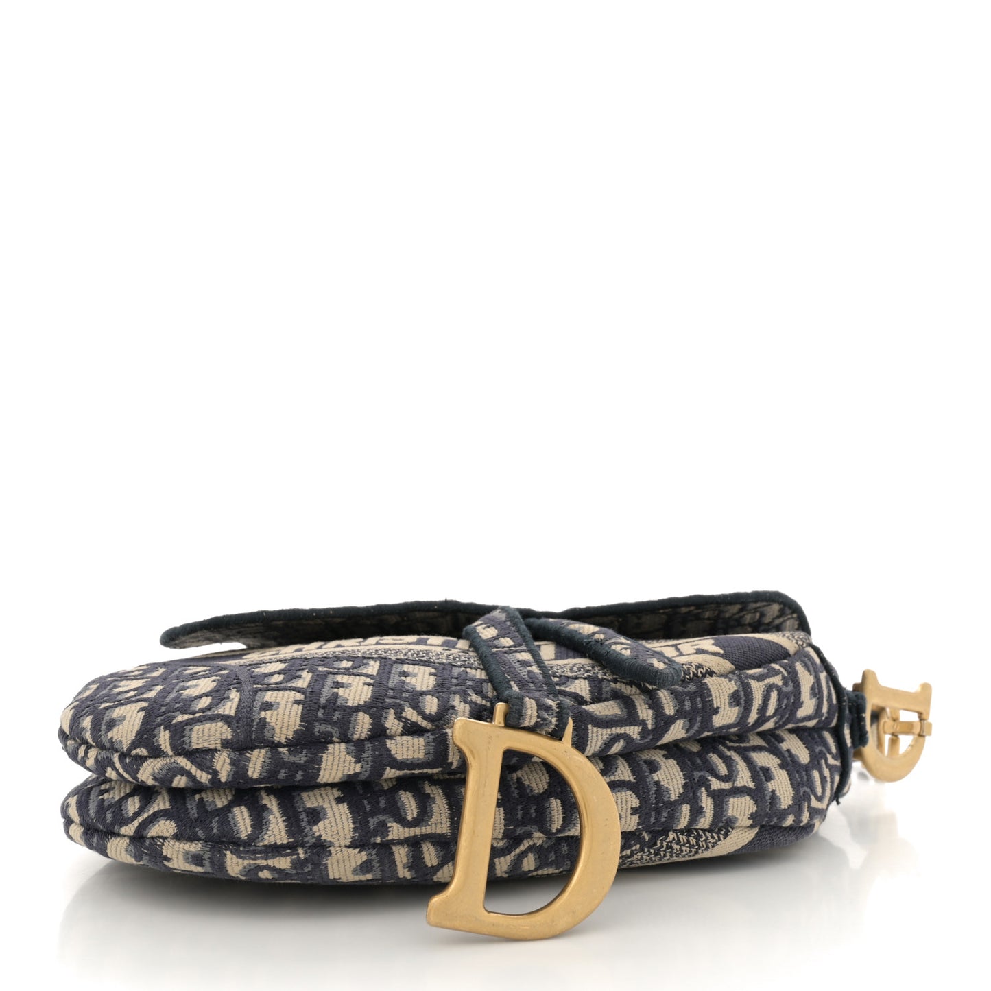 Oblique Embroidered Saddle Bag Blue