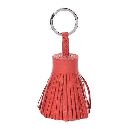 Hermes Lambskin Carmen Tassel Key Holder Rouge Indienne 1 of 3