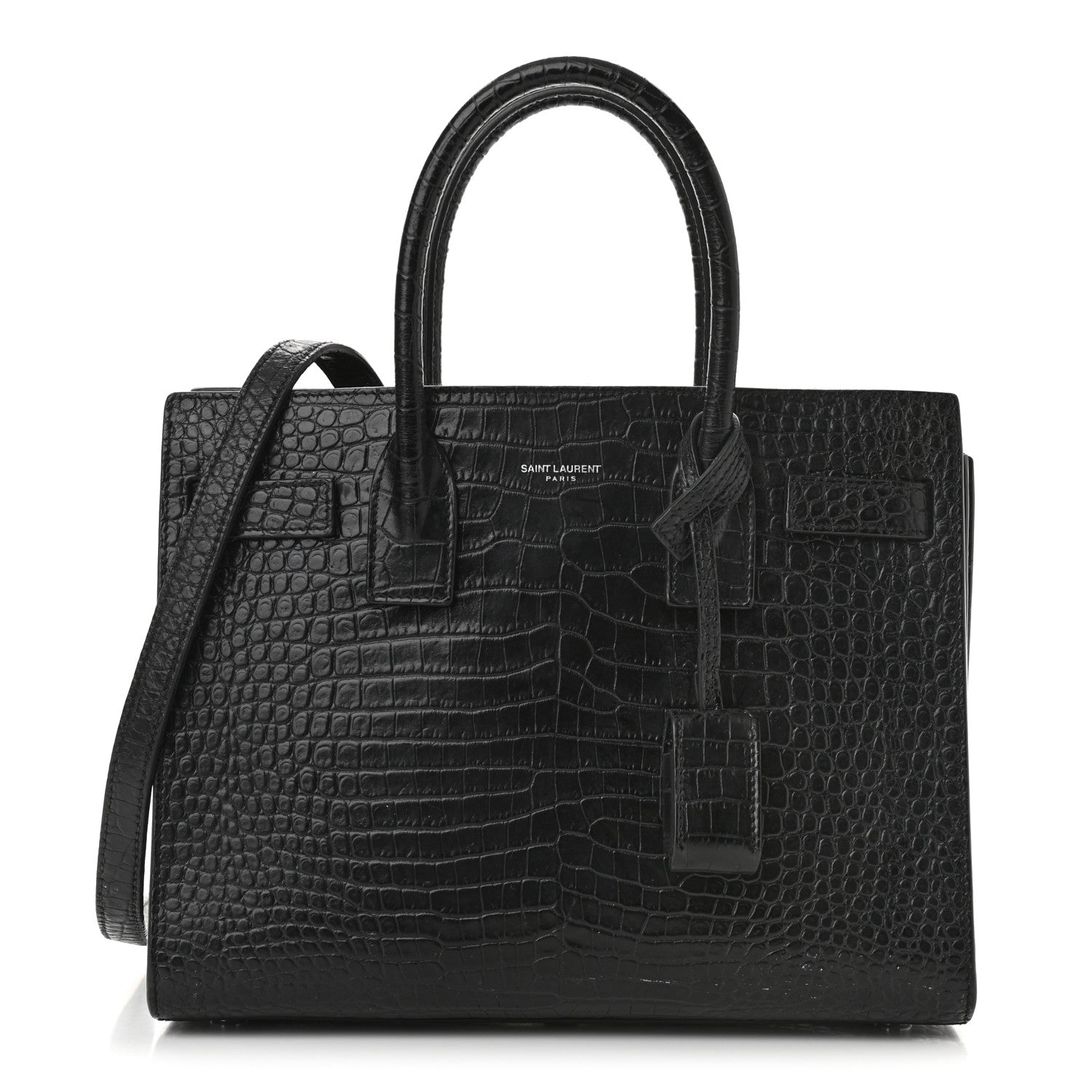 Saint Laurent Calfskin Crocodile Embossed Baby Sac De Jour Black 1 of 28