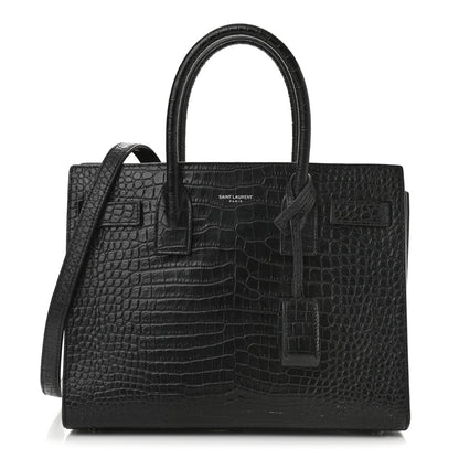 Saint Laurent Calfskin Crocodile Embossed Baby Sac De Jour Black 1 of 28