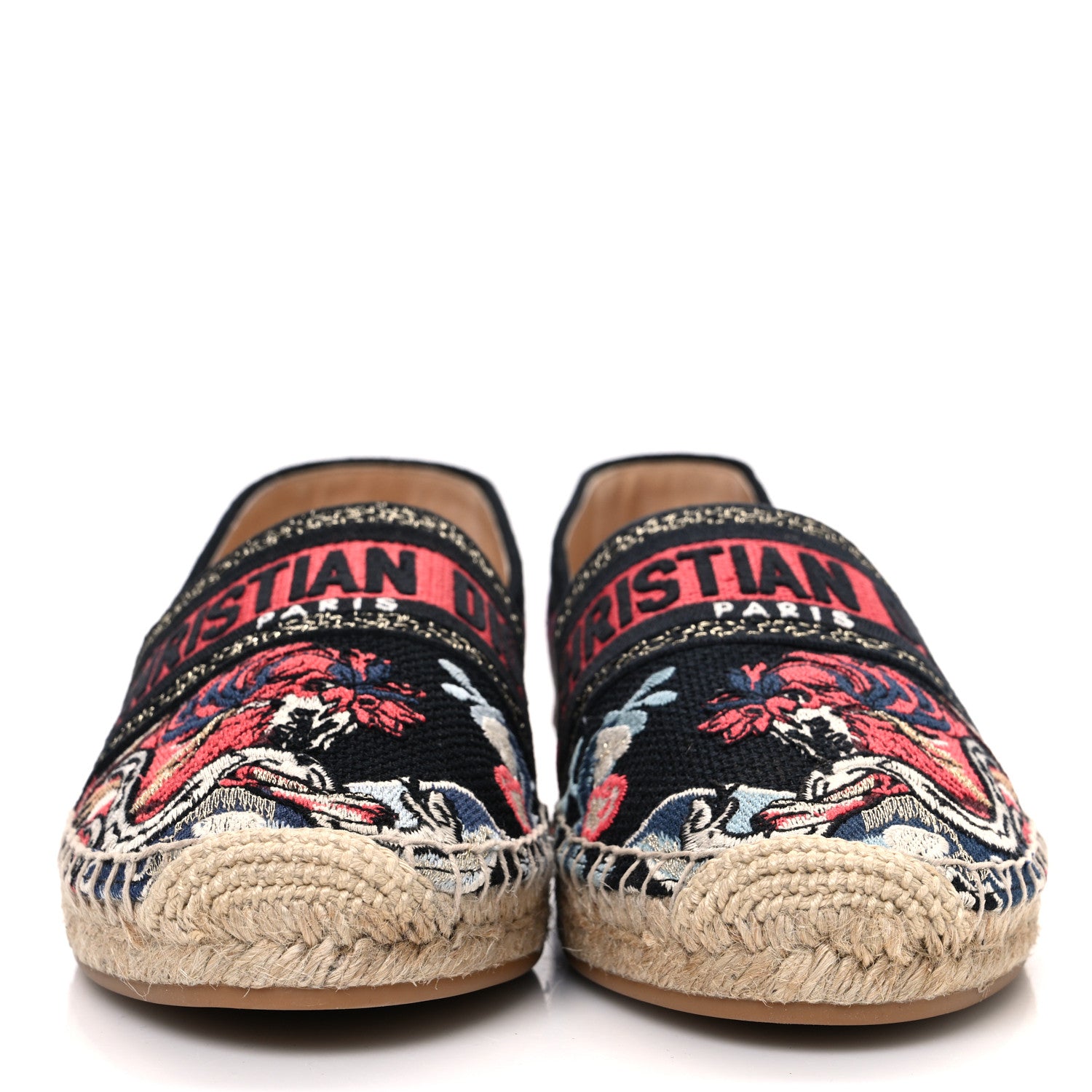 Christian Dior Canvas Embroidered Pop Granville Espadrille 40.5 Black Multicolor 3 of 13