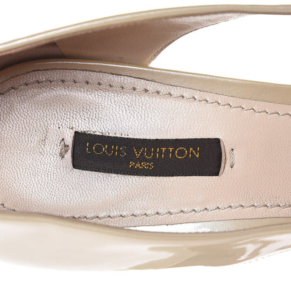 Louis Vuitton Patent Calfskin Oh Really Peep Toe Sandal Pumps 40 Ivory 10 of 18