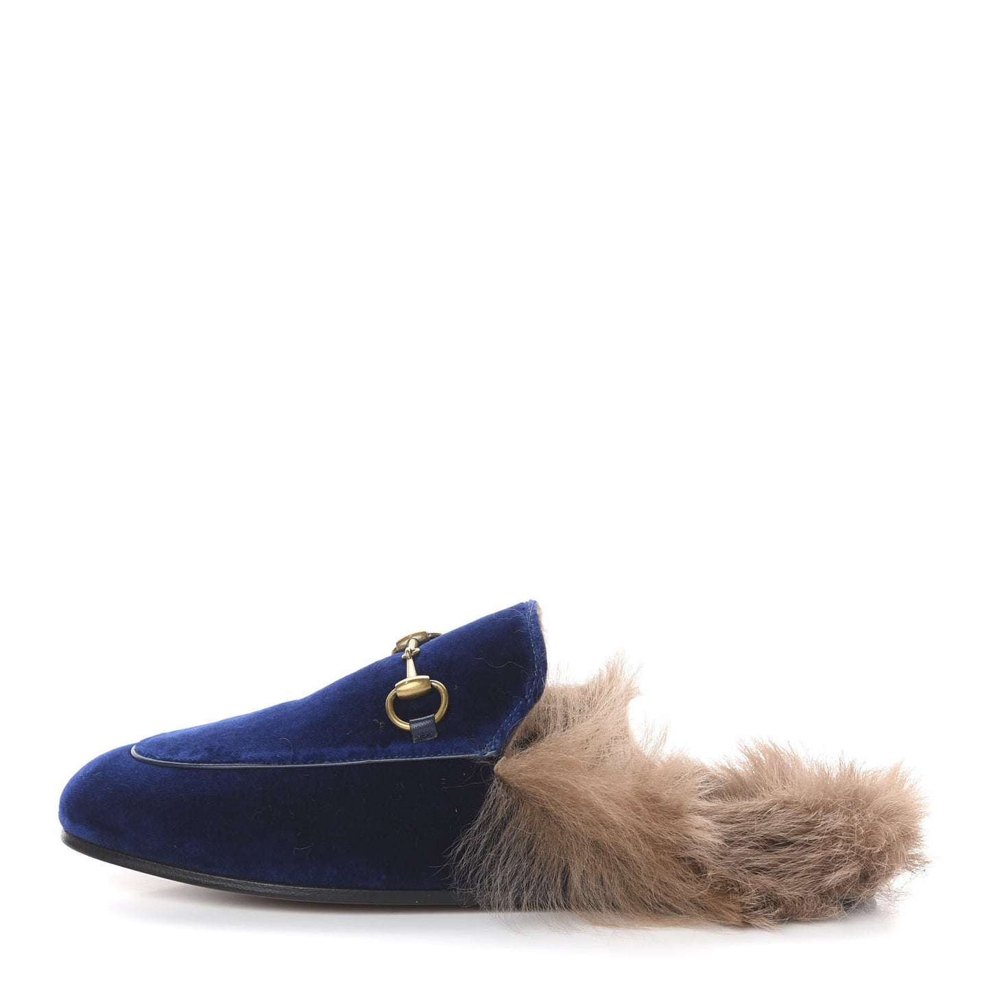 Velvet Fur Womens Princetown Slippers 36 Cobalt Blue