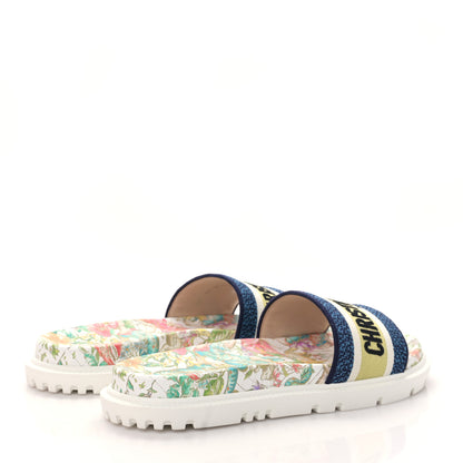 Christian Dior Canvas D-Constellation Embroidered Dway 10mm Slide Sandals 41 White Multicolor 4 of 9