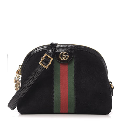 Gucci Suede Patent Web GG Small Ophidia Dome Shoulder Bag Black 1 of 10