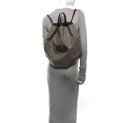 Gucci GG Supreme Monogram Neo Vintage Drawstring Backpack Beige New Acero Crop 2 of 10