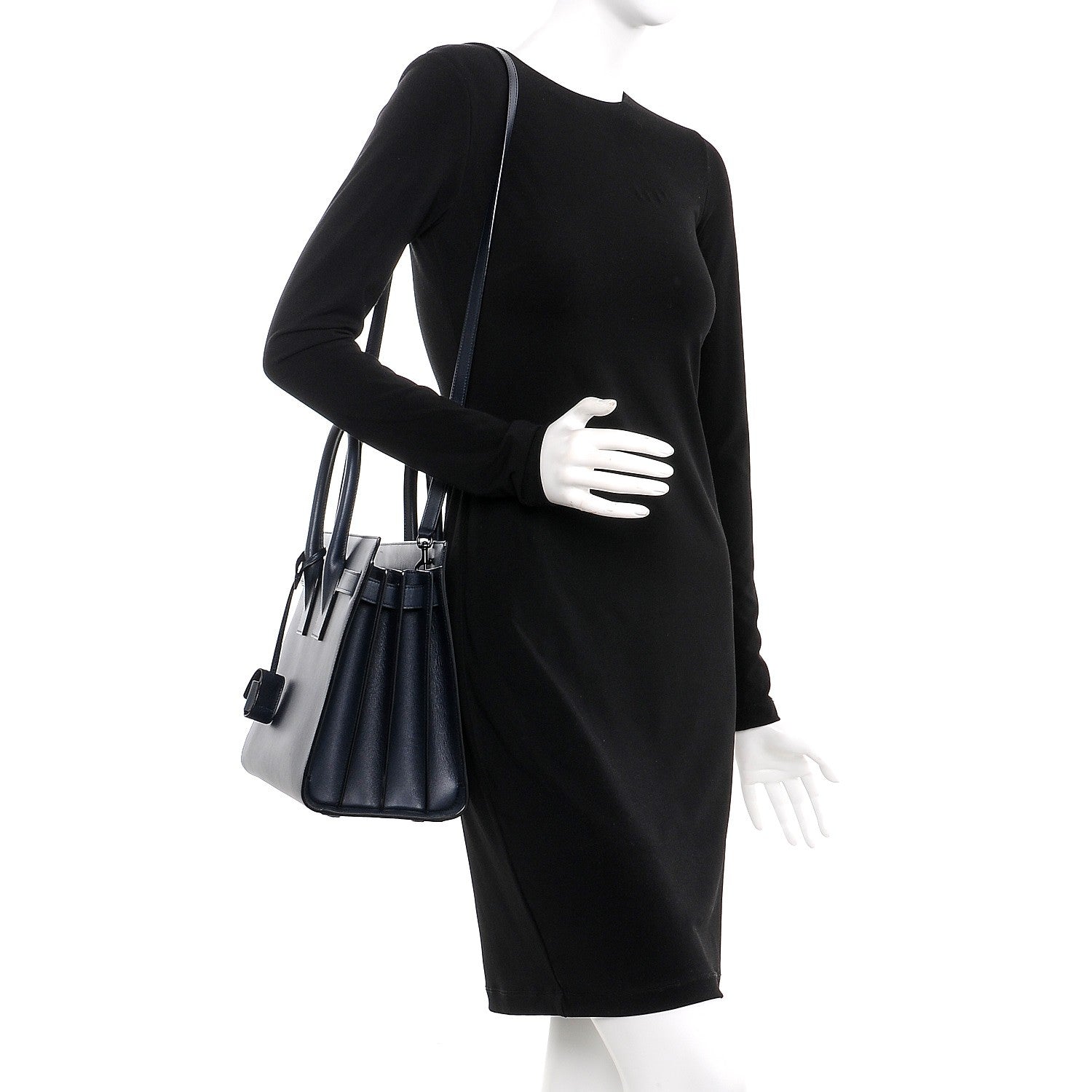 Saint Laurent Smooth Calfskin Small Double Face Sac De Jour Marine Black 2 of 7