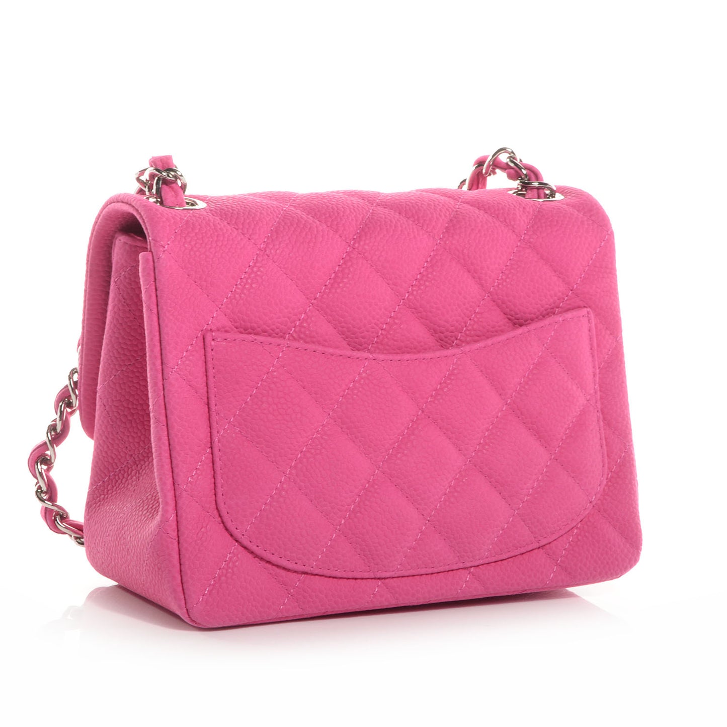 Iridescent Caviar Quilted Mini Square Flap Pink