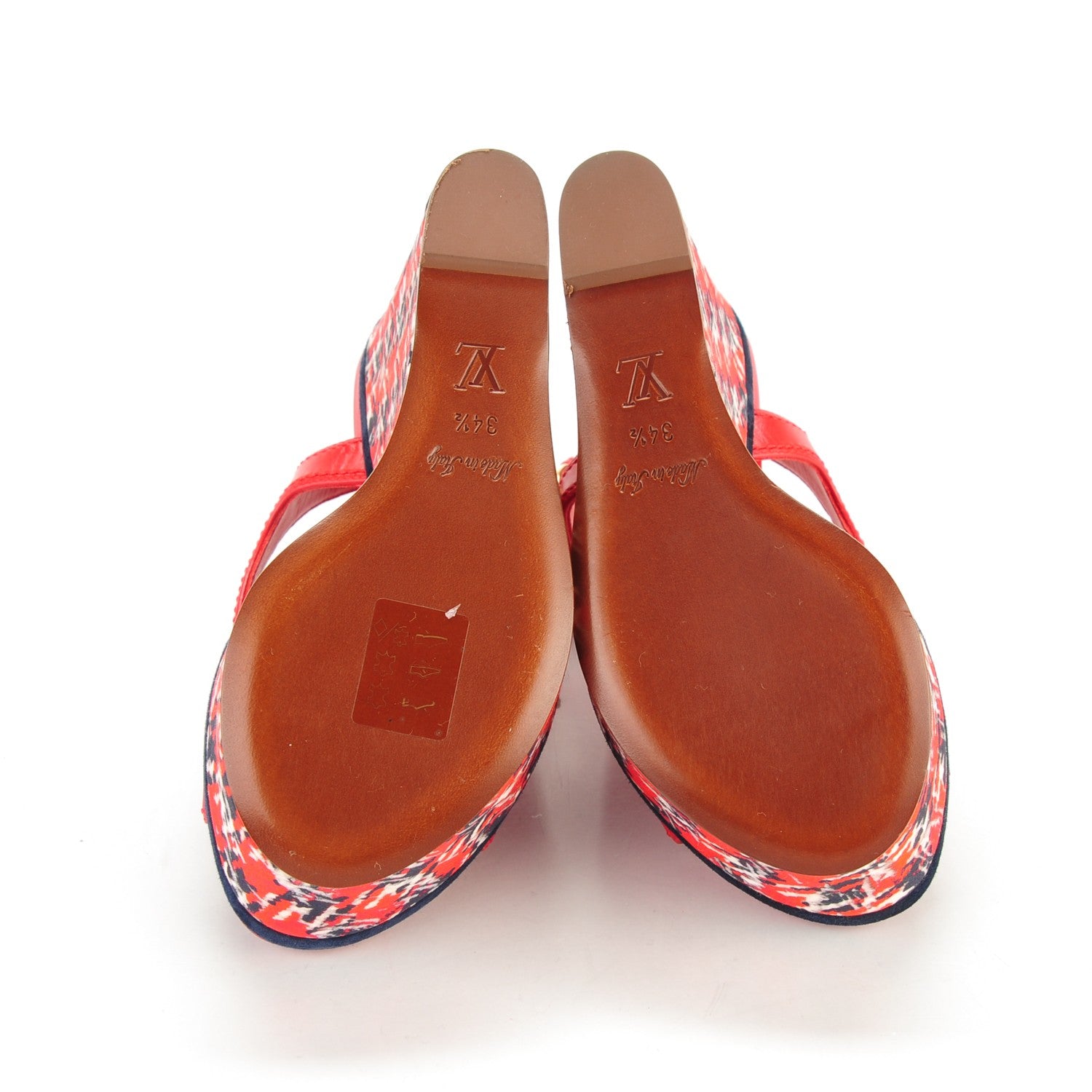 Louis Vuitton Calfskin Postcard Wedges 34.5 Red 5 of 6