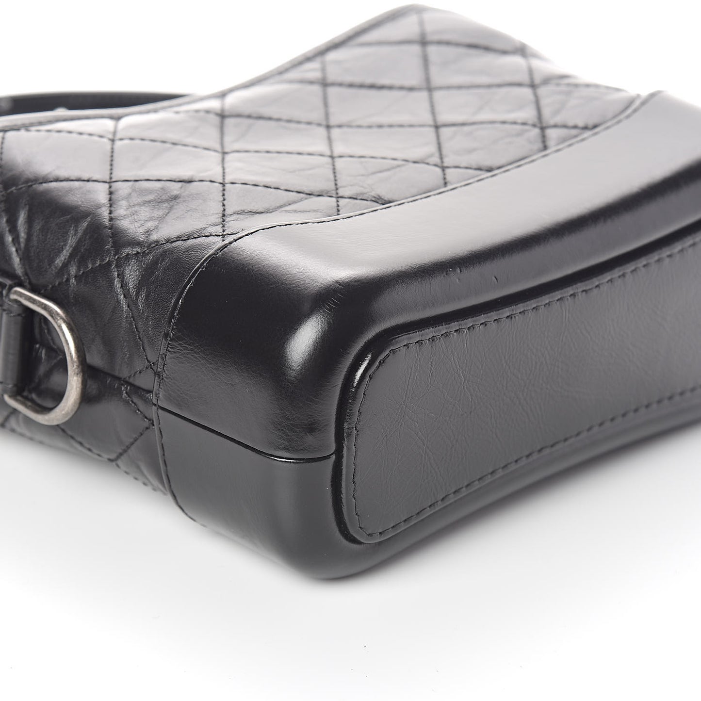 Aged Calfskin Quilted Small Gabrielle Hobo Black