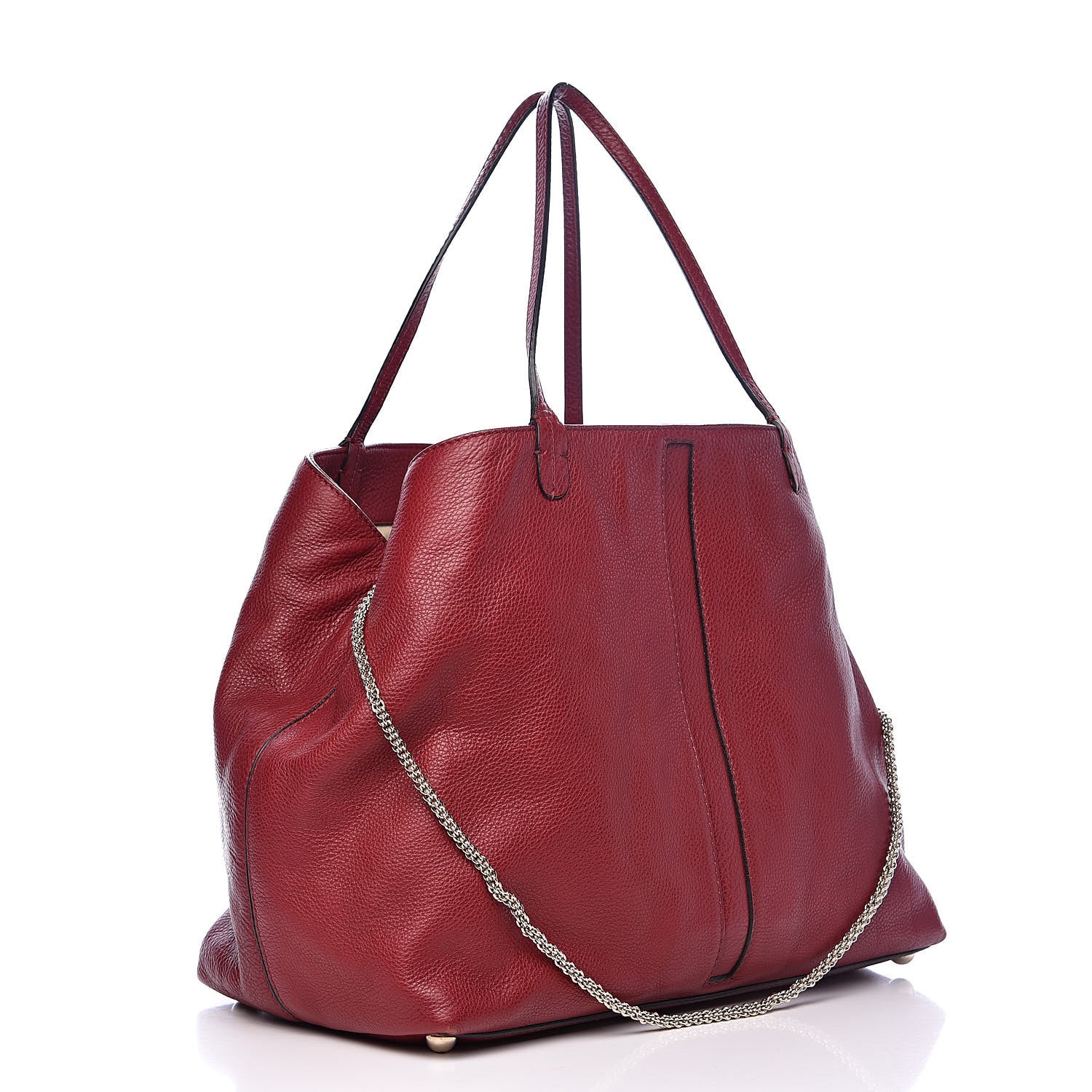 Valentino Garavani Grained Calfskin Va Va Voom Tote Dark Red 3 of 16
