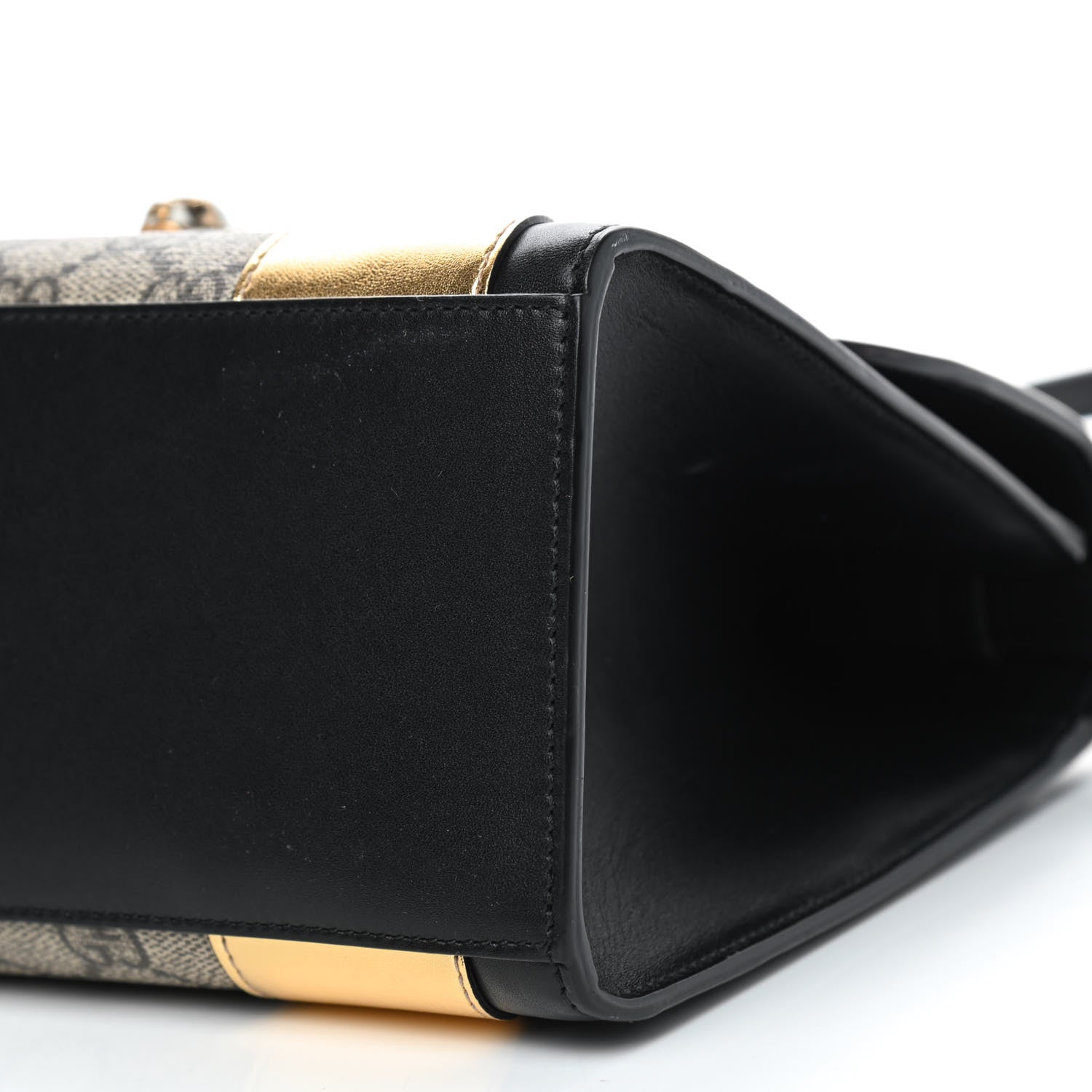 Gucci GG Supreme Monogram Small Osiride Top Handle Bag Black Gold 7 of 9