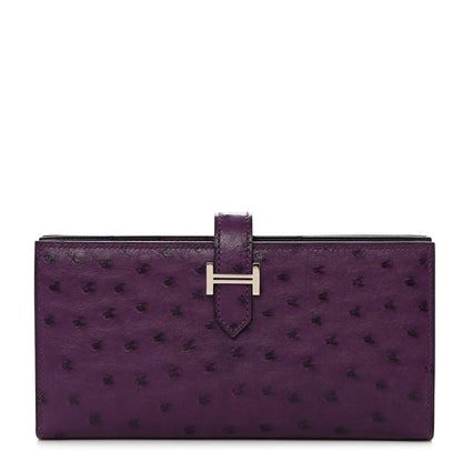 Hermes Ostrich Bearn Wallet Violine 1 of 8