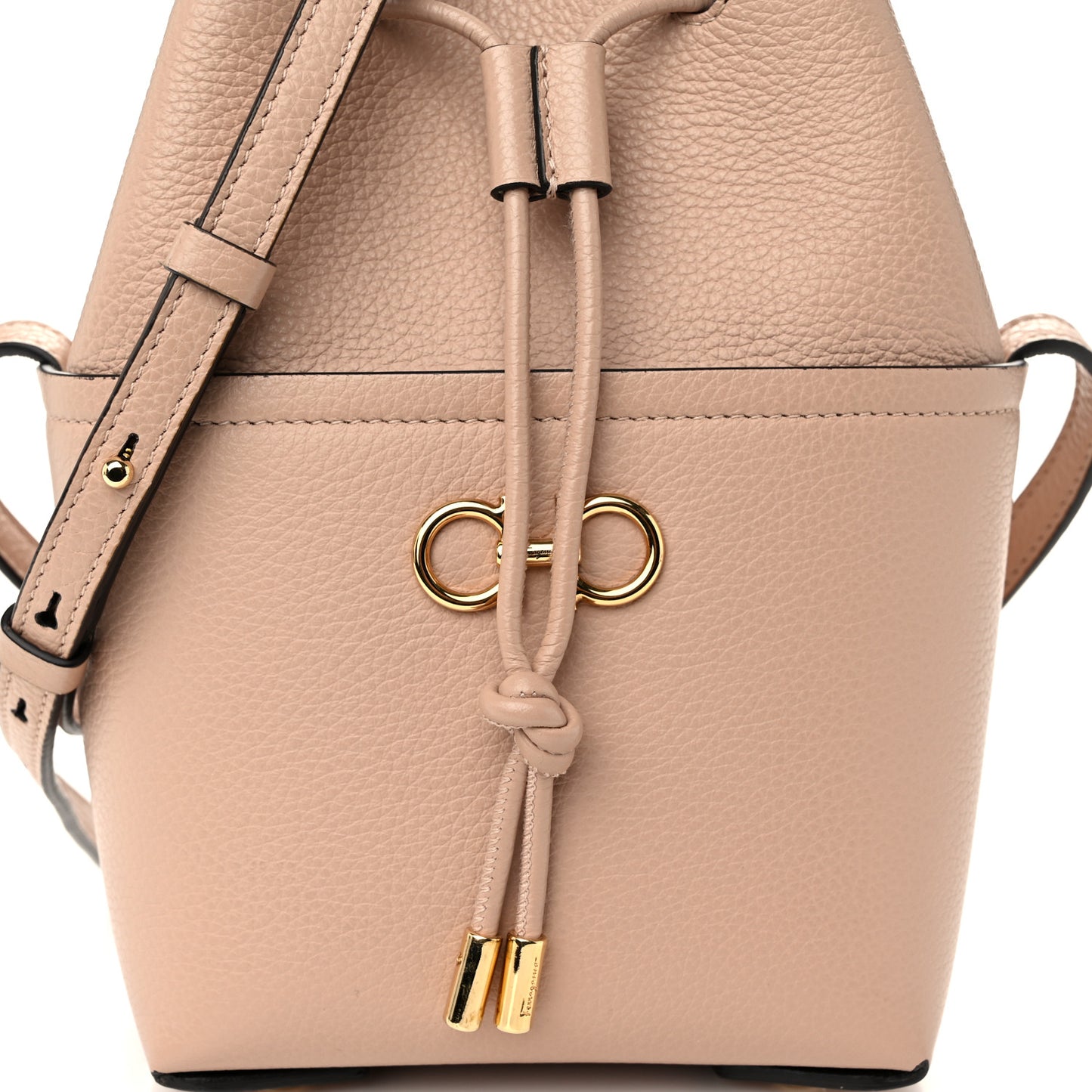 Grained Calfskin Mini Gancino Bucket Bag Amaretti