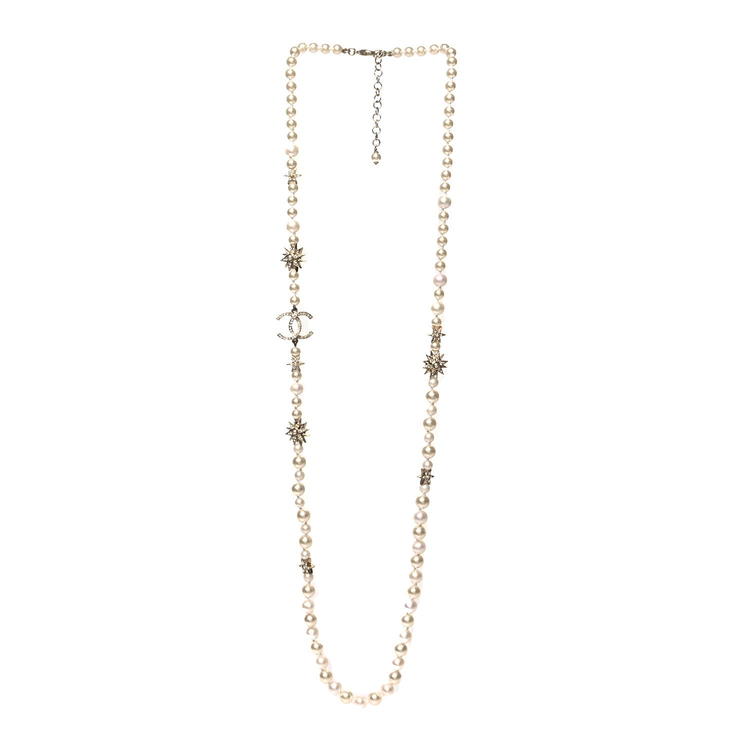 Chanel Pearl Crystal CC Star Long Necklace Gold 3 of 5