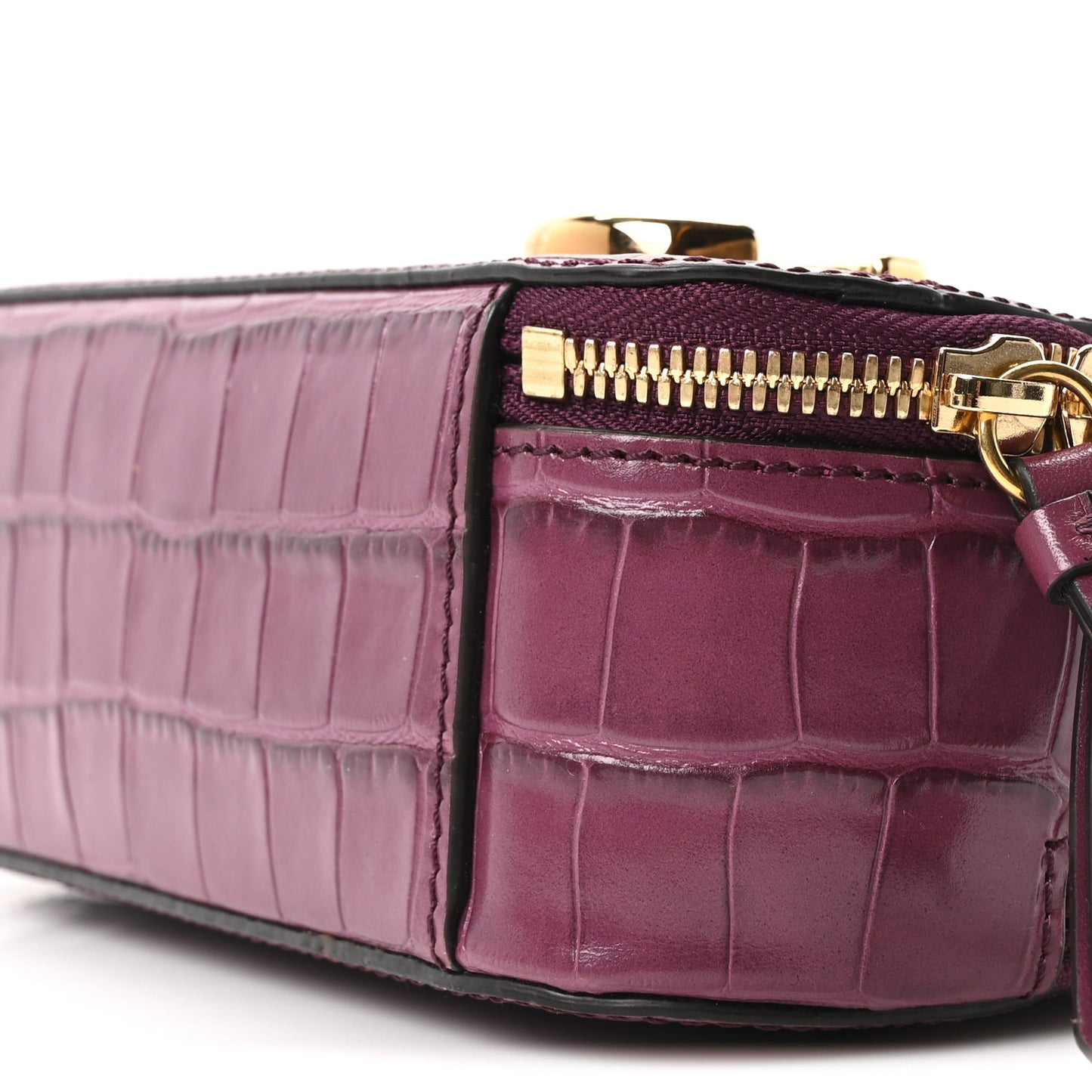 Calfskin Crocodile Embossed Mini C Vanity Bag Crushed Violet