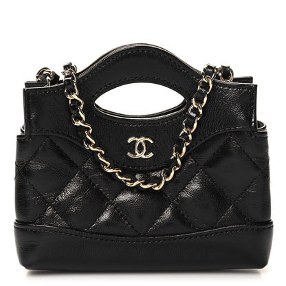 Chanel Shiny Lambskin Quilted Micro 31 Clutch With Chain Black 1 of 11