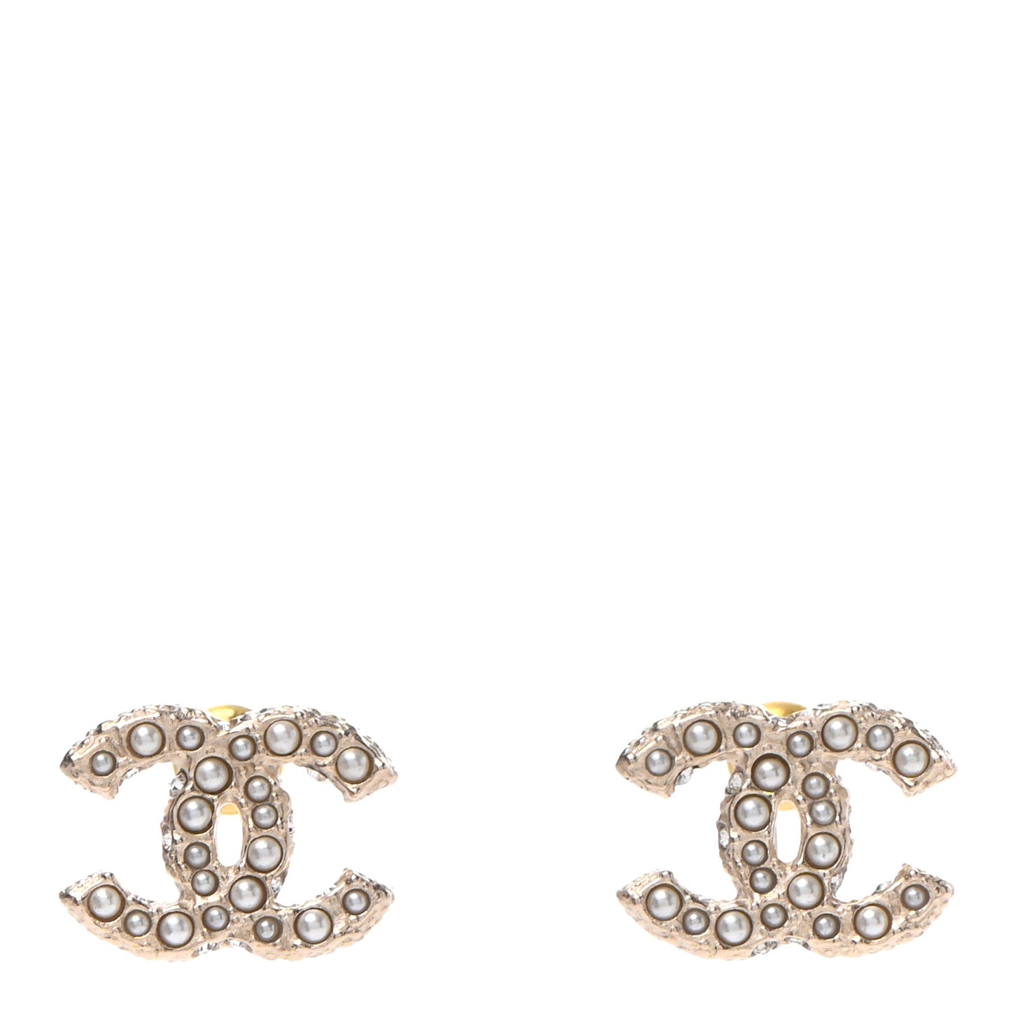 Pearl Crystal CC Earrings Light Gold