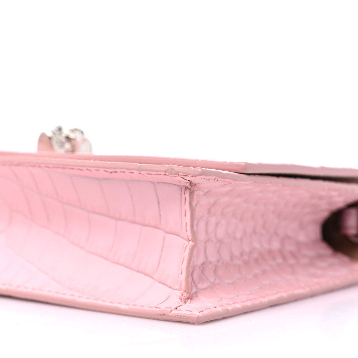 Alexander McQueen Calfskin Crocodile Embossed Skull Mini Crossbody Bag Pink 8 of 8