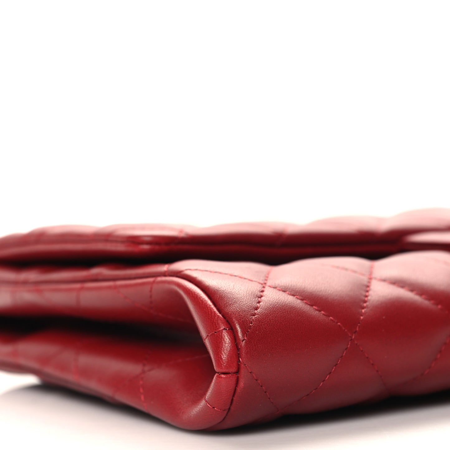 Lambskin Quilted Clutch With Chain Flap Red