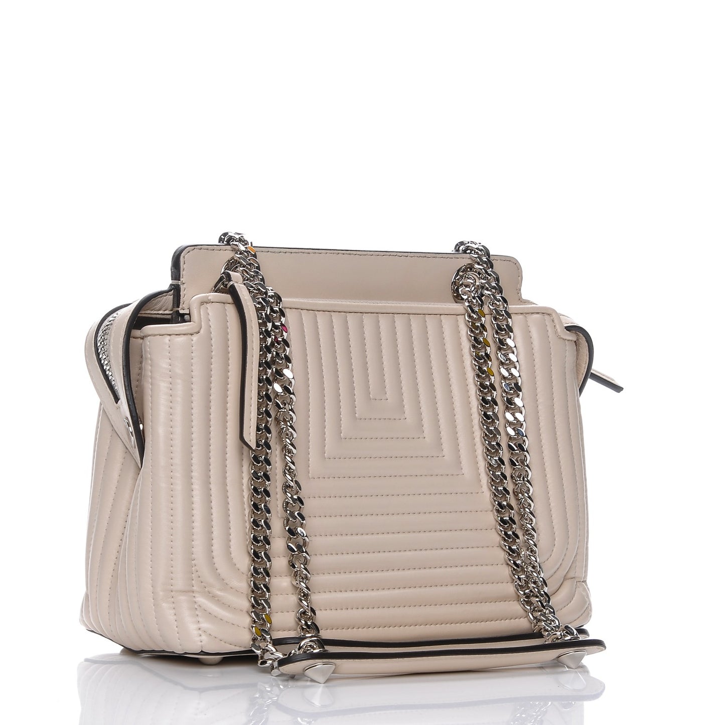 Shiny Nappa Trapuntata Small DotCom Click Chain Satchel Camelia
