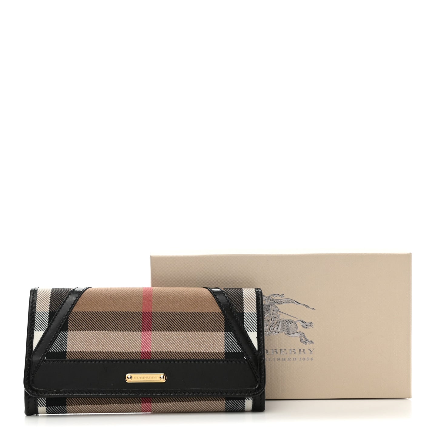 House Check Bridle Calfskin Penrose Continental Wallet Black