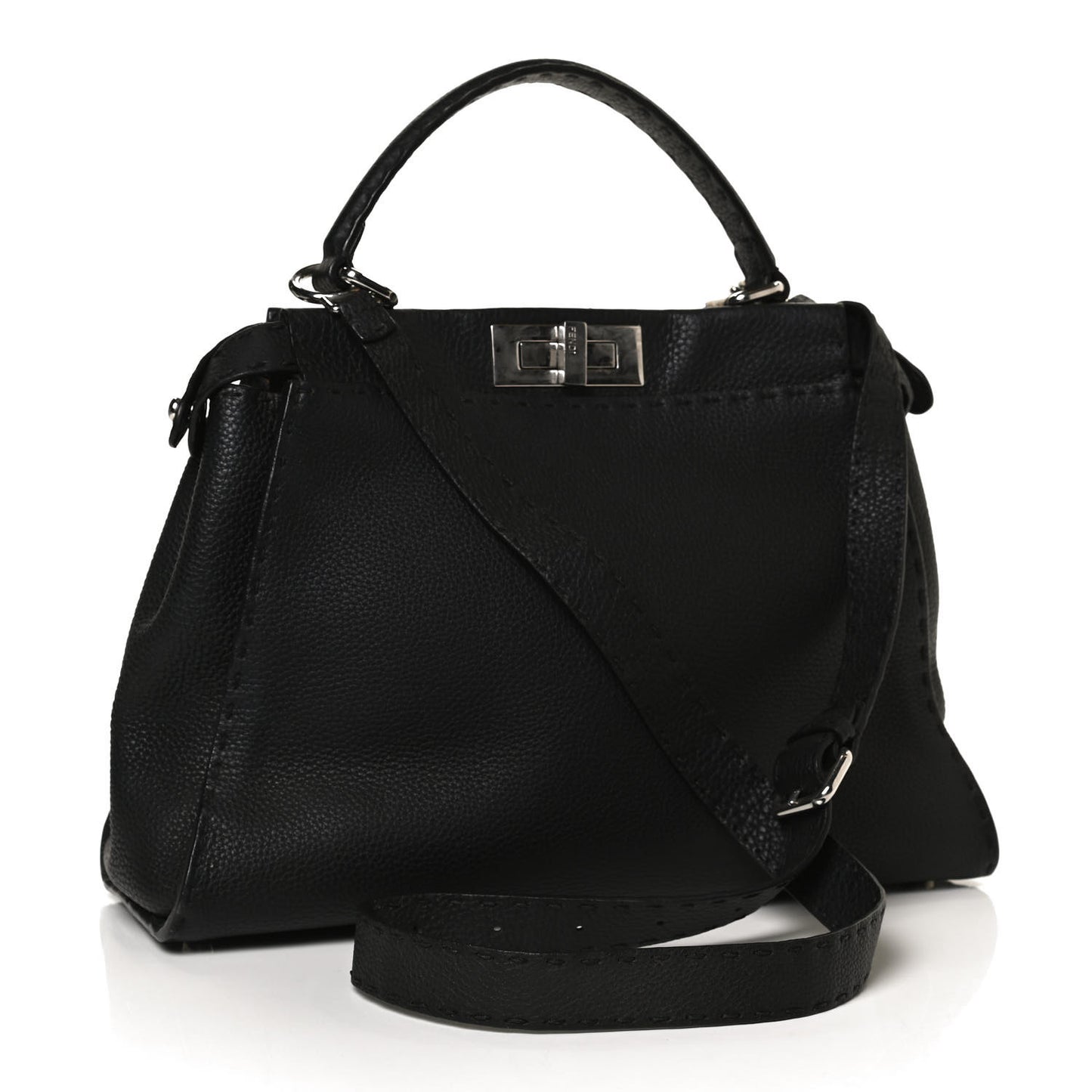 Cuoio Romano Selleria Bi-Color Medium Peekaboo Iconic Satchel Black Mou
