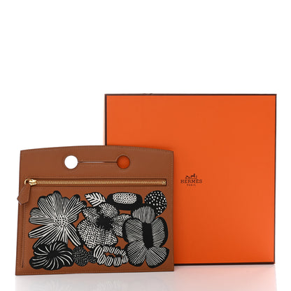 Hermes Swift Floral Printed Backpocket Pouch 25 Gold 7 of 7