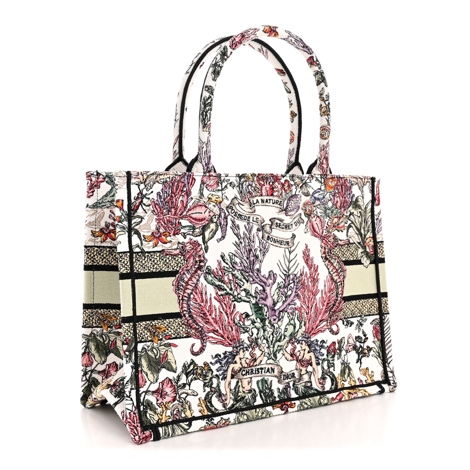 Christian Dior Canvas Embroidered Medium Book Tote White