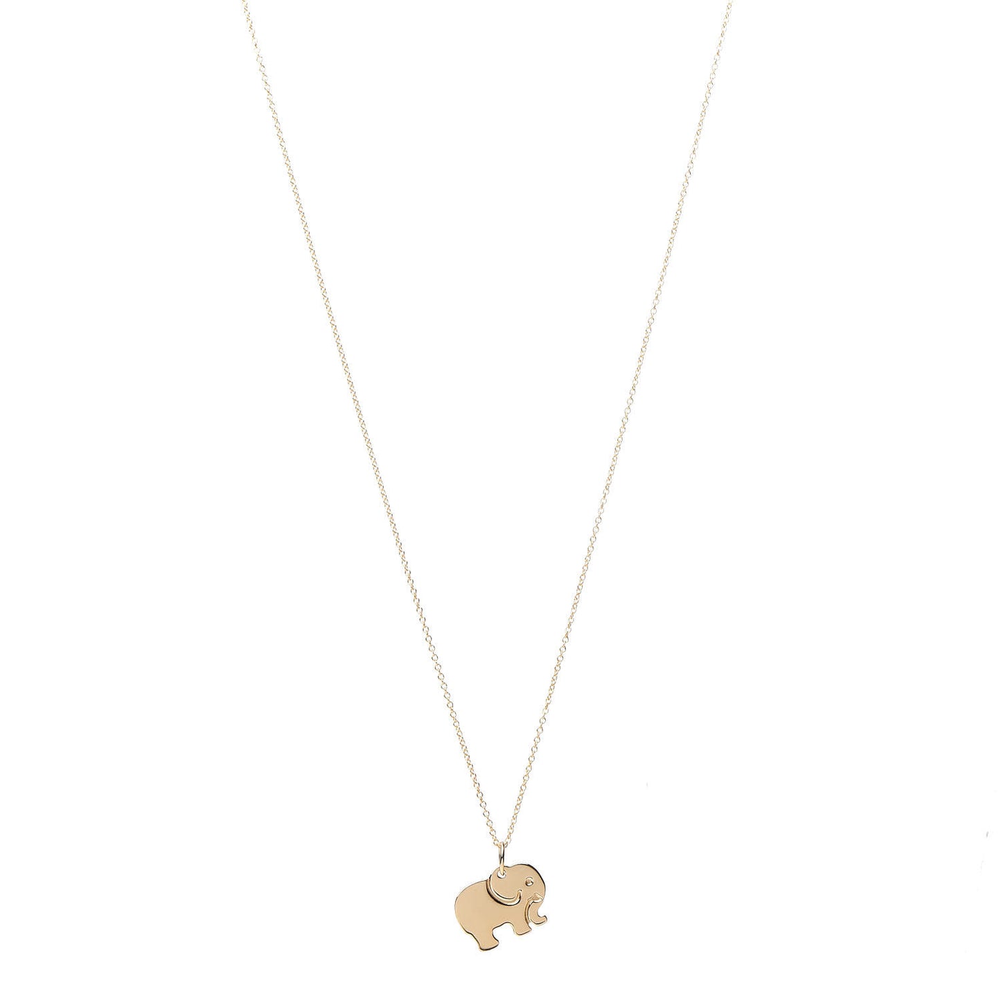 18K Yellow Gold Elephant Never Forgets Pendant Necklace