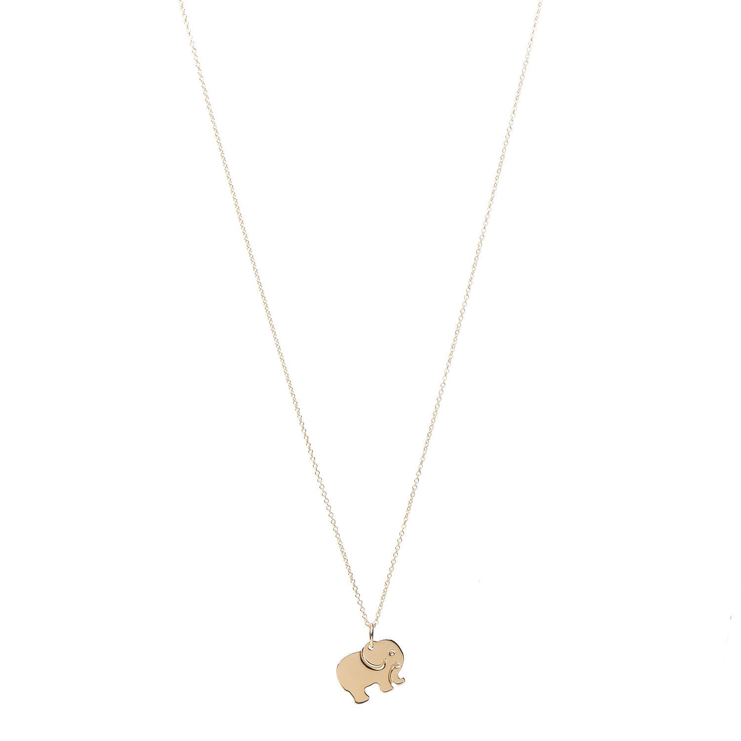 Tiffany 18K Yellow Gold Elephant Never Forgets Pendant Necklace 1 of 8