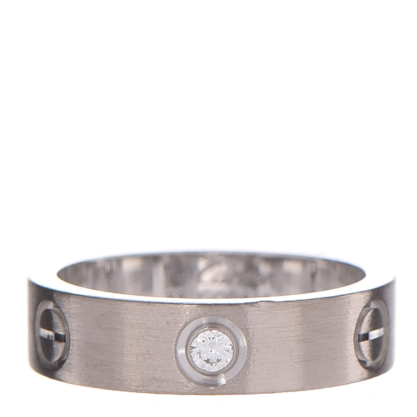 18K White Gold Diamond 4mm LOVE Wedding Band Ring 58 8.5