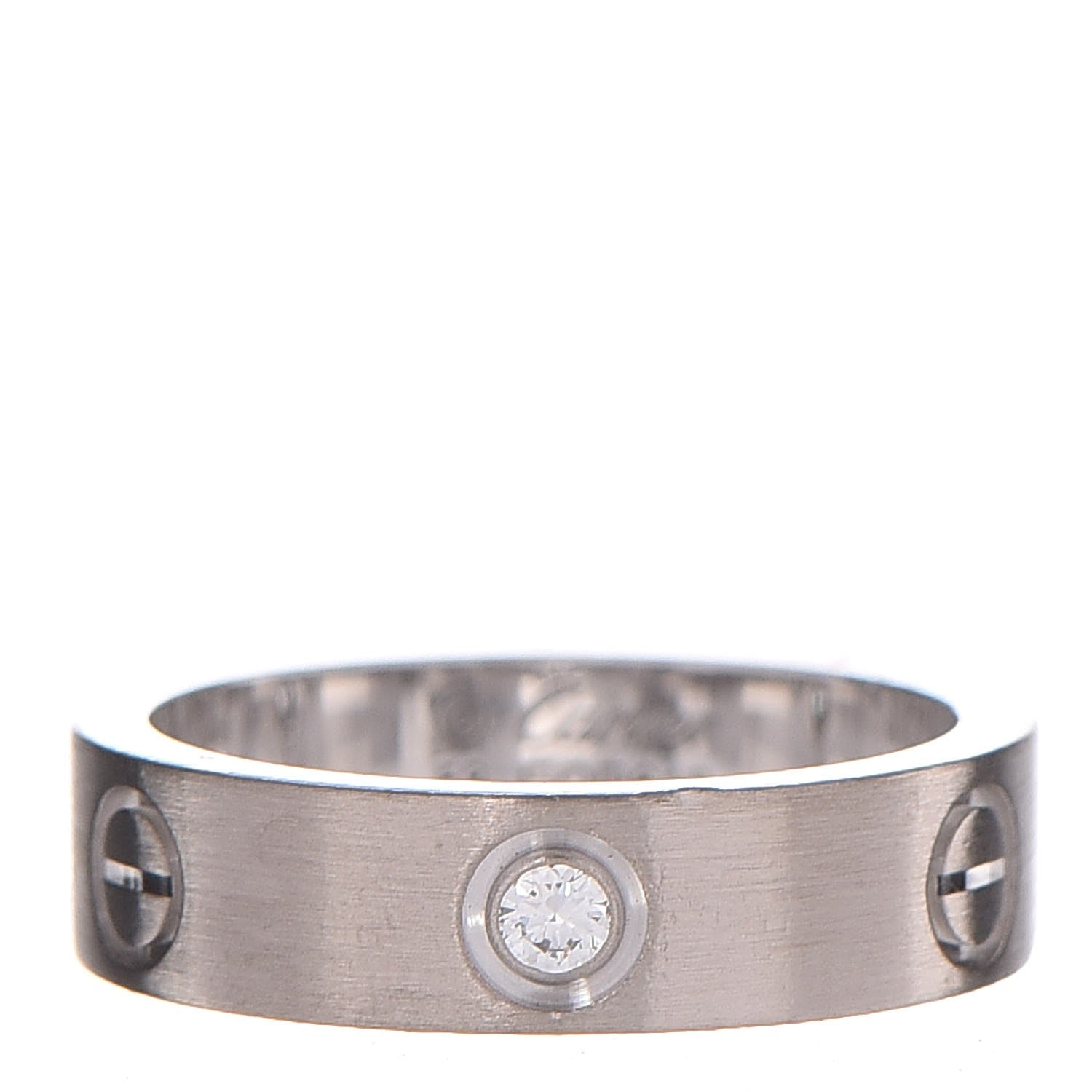 Cartier 18K White Gold Diamond 4mm LOVE Wedding Band Ring 58 8.5 1 of 5