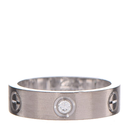 Cartier 18K White Gold Diamond 4mm LOVE Wedding Band Ring 58 8.5 1 of 5