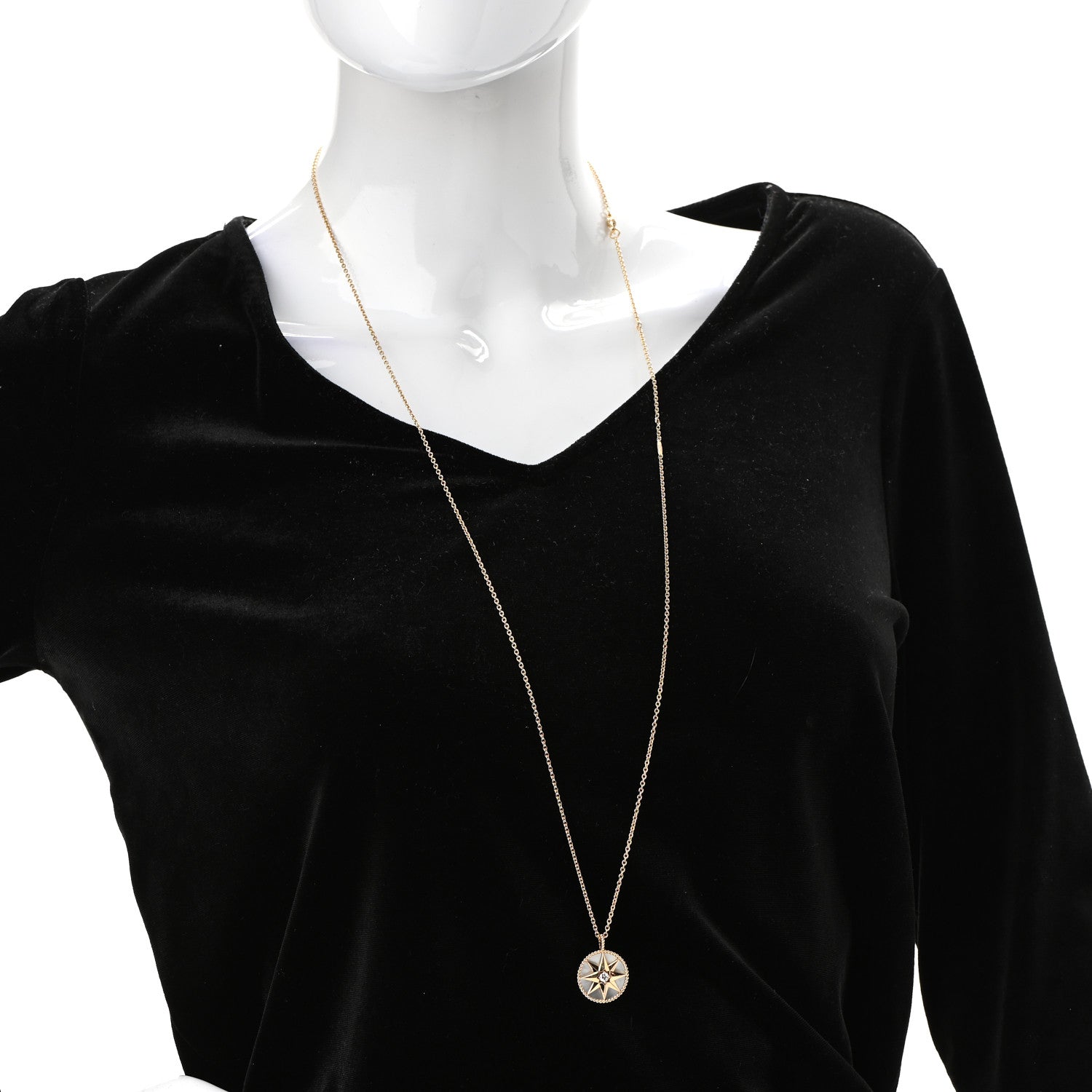 Christian Dior 18K Yellow Gold Diamond Mother of Pearl Rose Des Vents Medallion Necklace 2 of 8