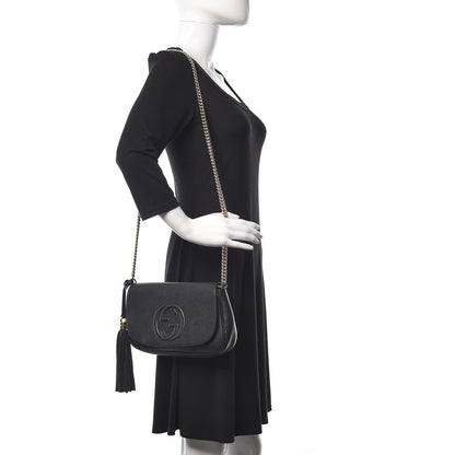 Gucci Pebbled Calfskin Medium Soho Flap Crossbody Black 2 of 9