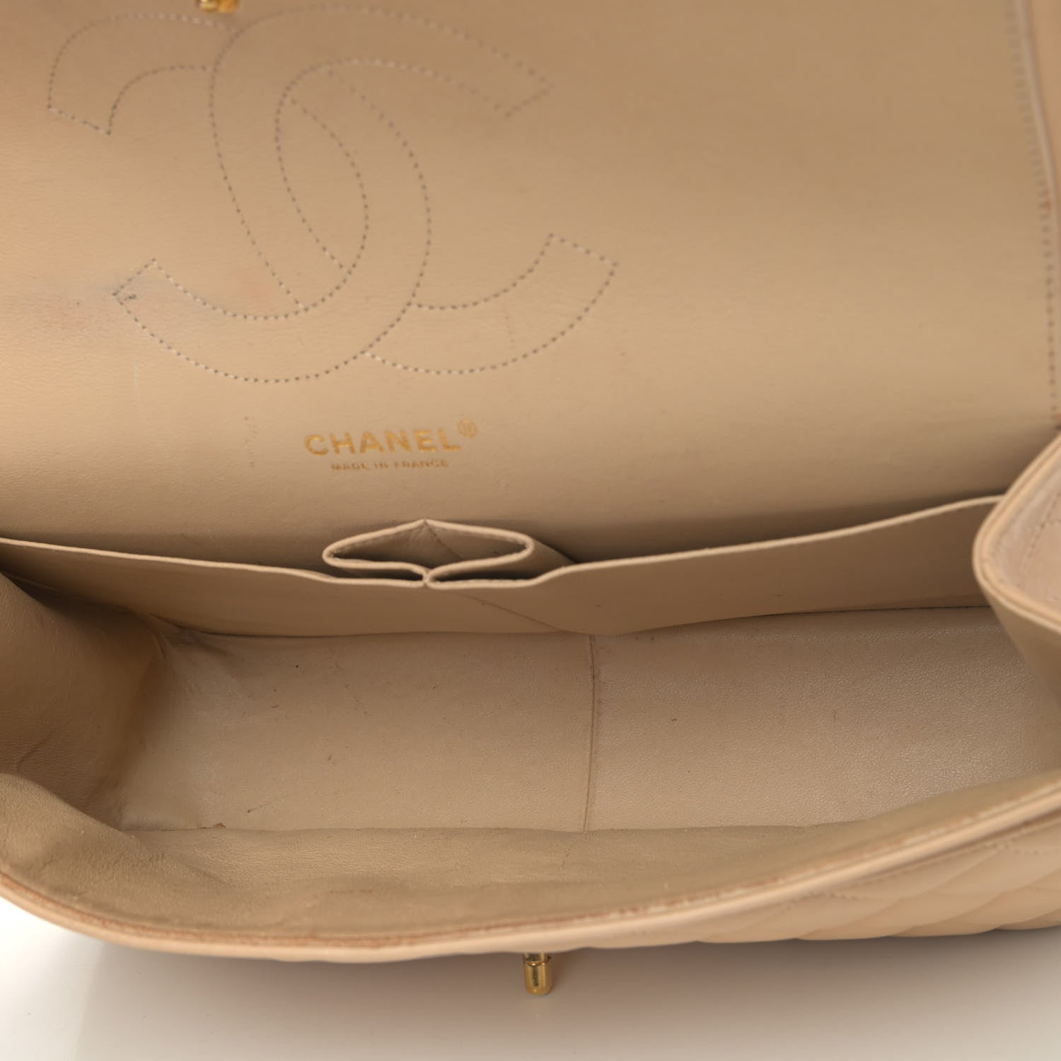 Chanel Lambskin Quilted Jumbo Double Flap Beige 4 of 6