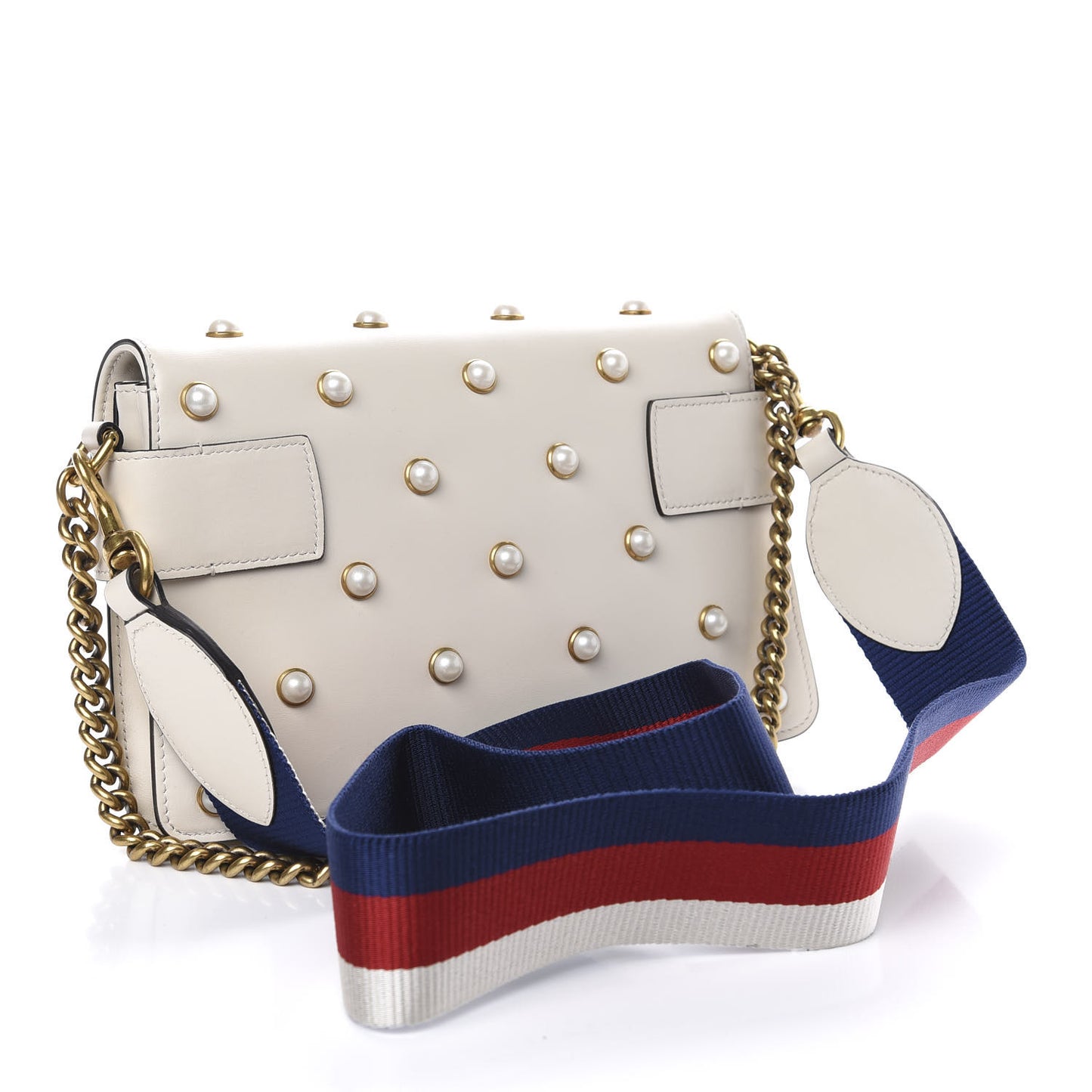 Nappa Pearl Studded Mini Queen Margaret Broadway Shoulder Bag Mystic White
