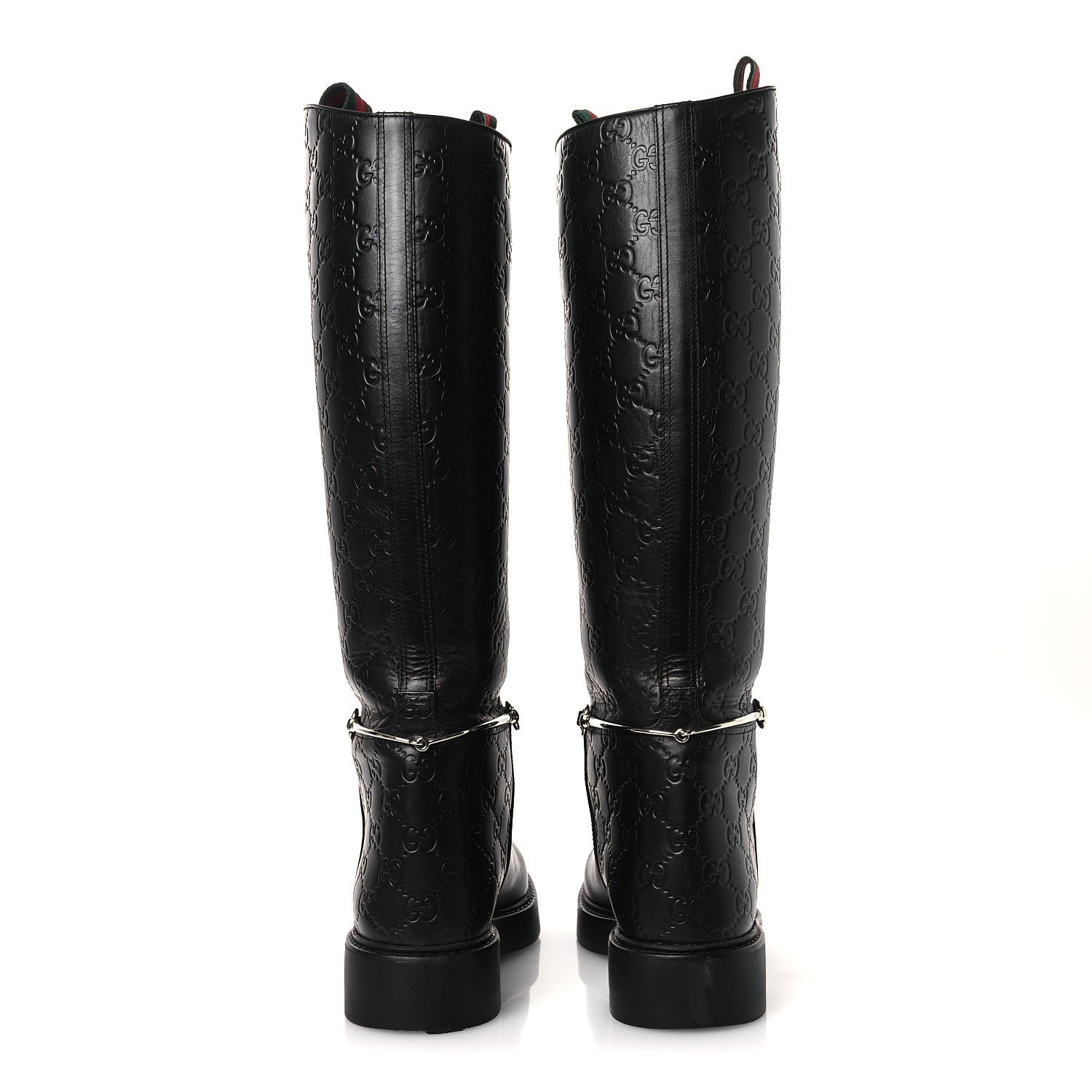Gucci Guccissima Real Betis Glamour Calfskin Michelangelo Slim Horsebit Riding Boots 39.5 Black 6 of 15