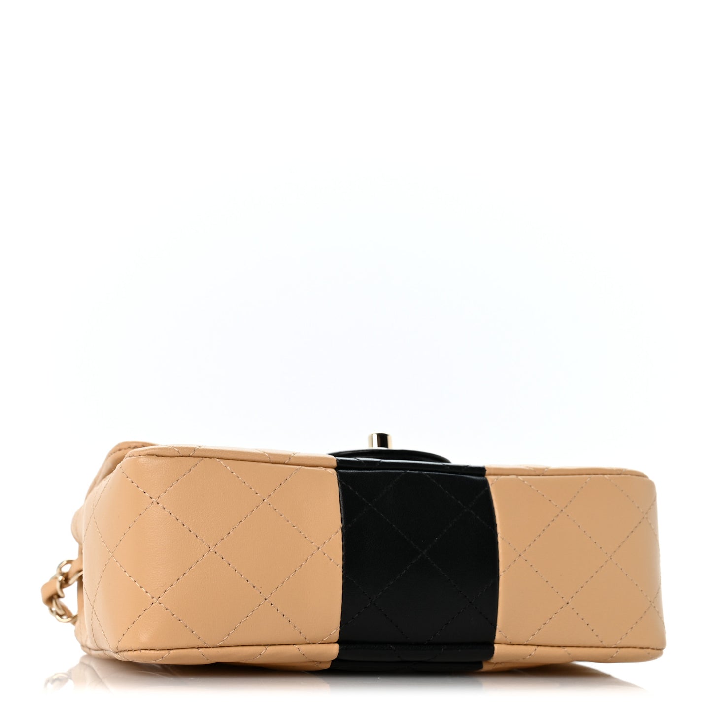 Lambskin Quilted Mini Rectangular Flap Beige Black