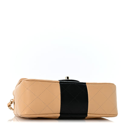 Chanel Lambskin Quilted Mini Rectangular Flap Beige Black 4 of 12