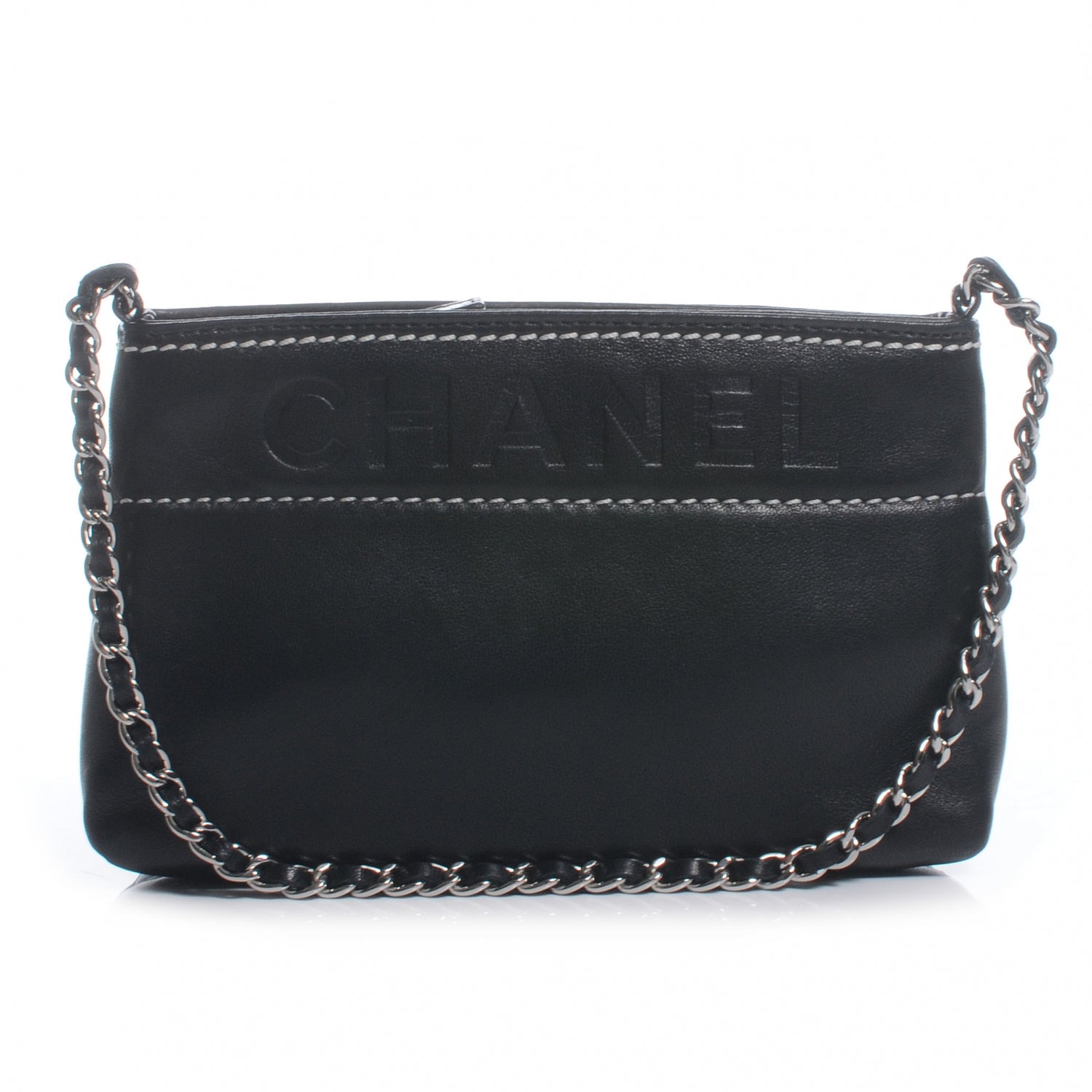 Chanel Leather Lax Pochette Bag Black 1 of 7