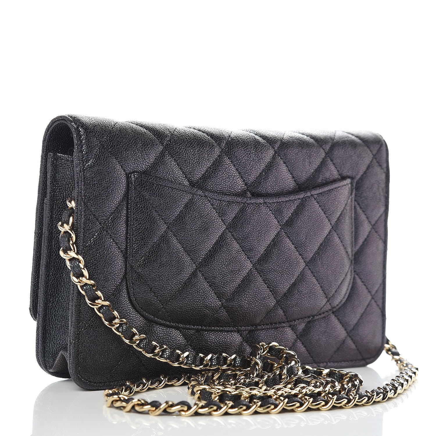 Chanel Iridescent Caviar Quilted Wallet On Chain WOC Black 3 of 11