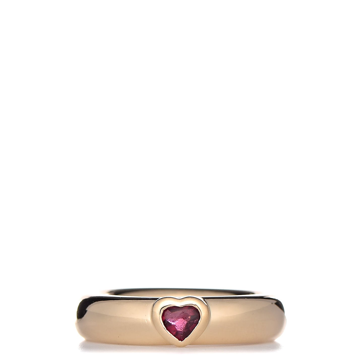 18K Yellow Gold Pink Tourmaline Heart Band Ring 52 6