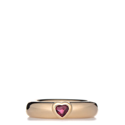 Tiffany 18K Yellow Gold Pink Tourmaline Heart Band Ring 52 6 1 of 4