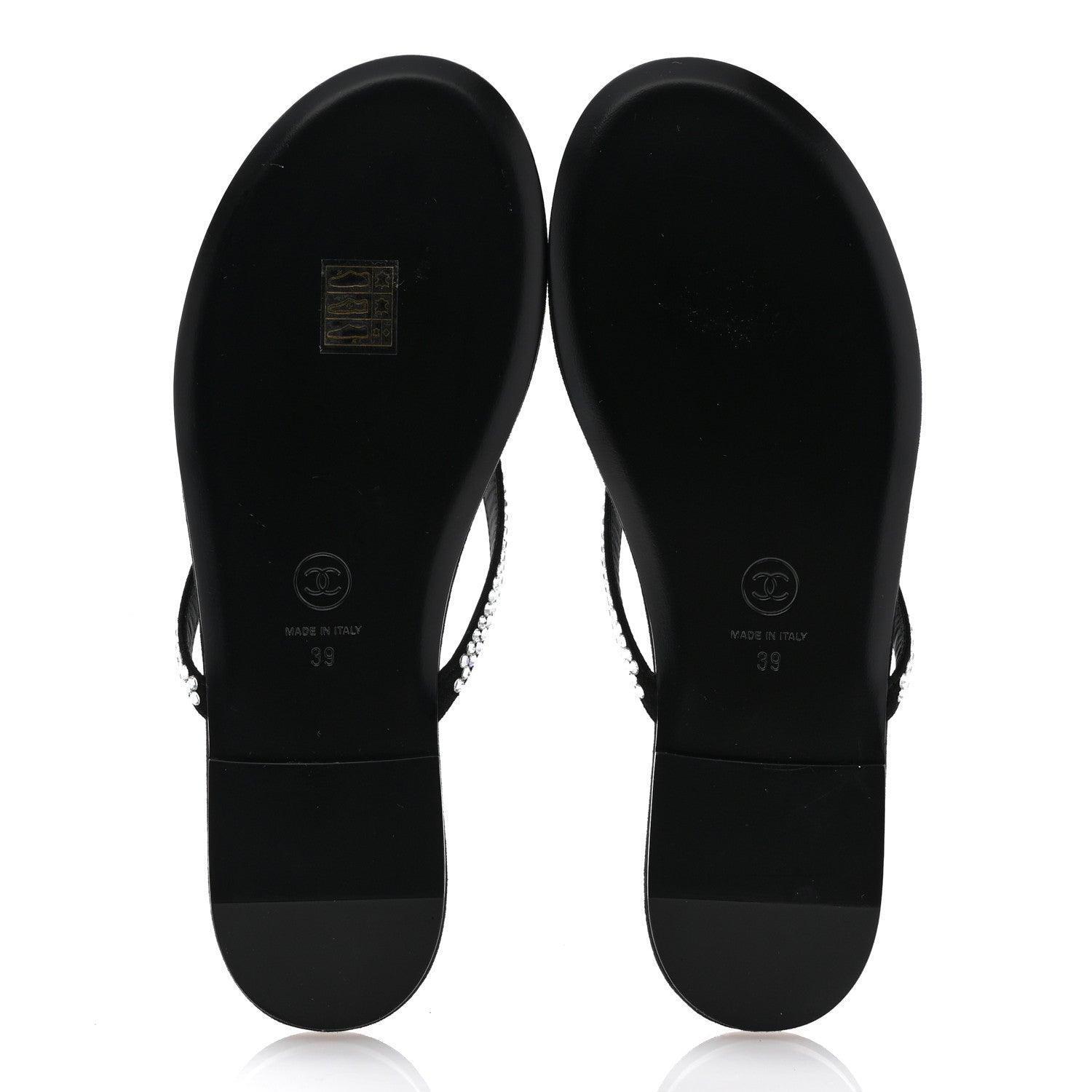 Chanel Suede Kidskin Strass CC Thong Sandals 39 Black 6 of 11