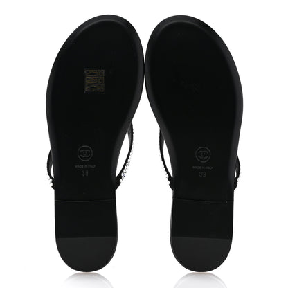 Chanel Suede Kidskin Strass CC Thong Sandals 39 Black 6 of 11