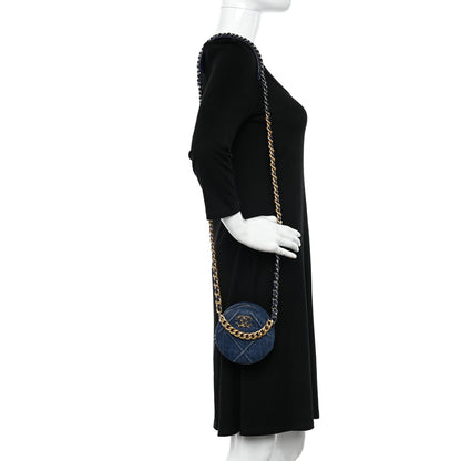 Chanel Denim Quilted Chanel 19 Round Clutch With Chain Blue 2 of 11