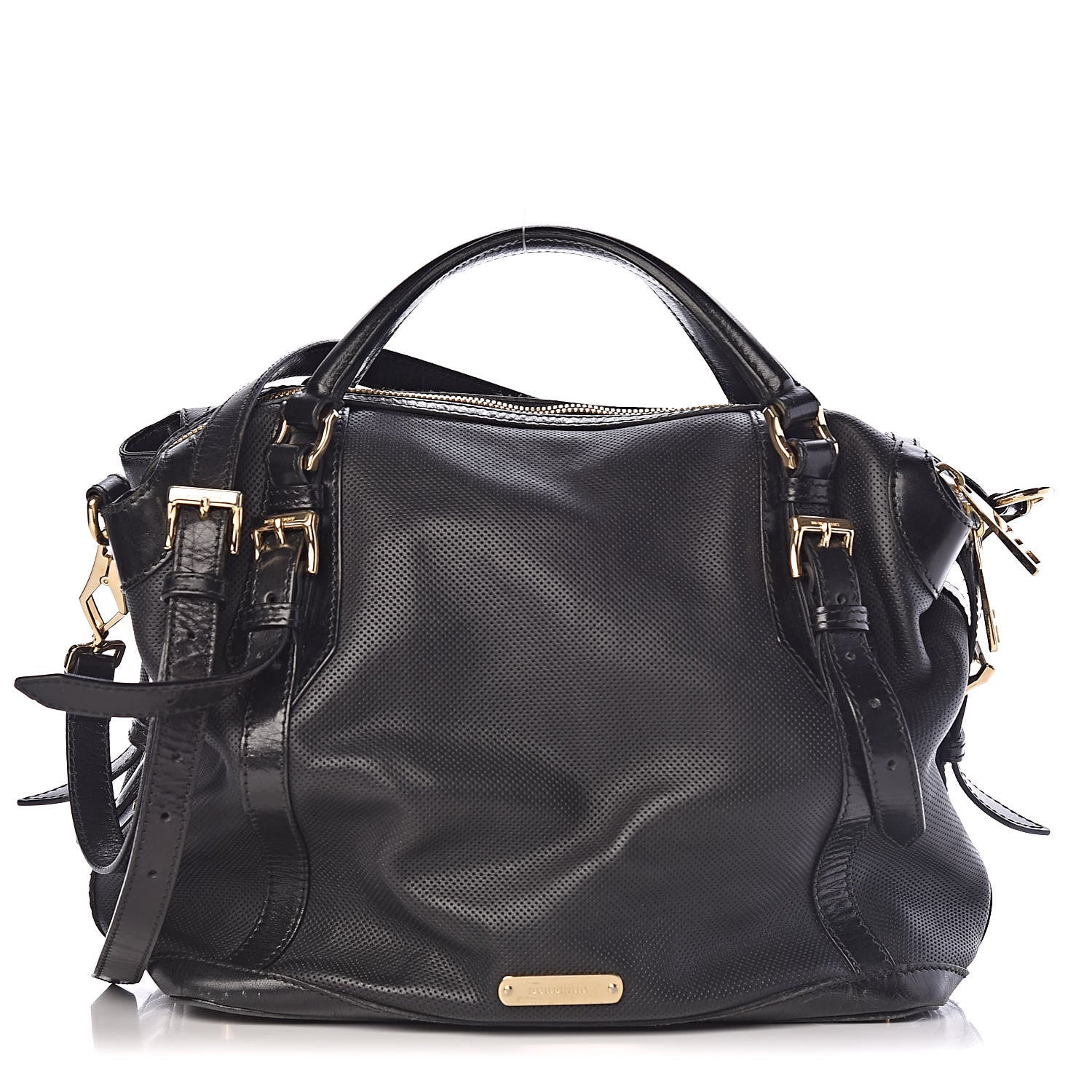 Burberry Calfskin Perforated Ellers Satchel Black 1 of 31
